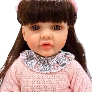22" Reborn Toddler Girl Doll Lifelike Weighted Silicone Vinyl Brunette Princess